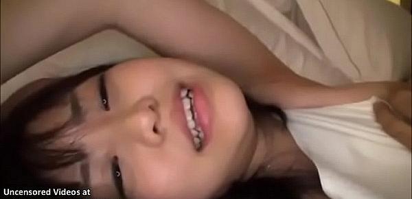  Japanese babe surprised with threesome sex